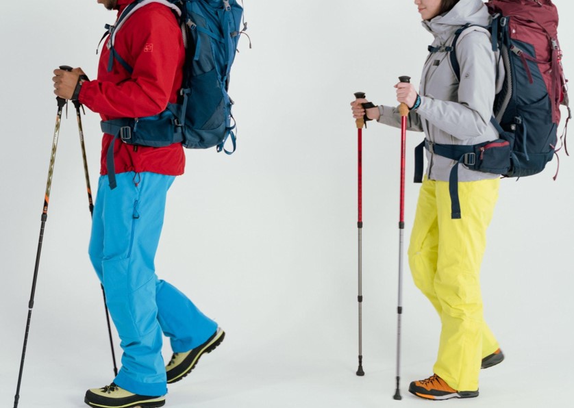people wearing ski wear with ski poles